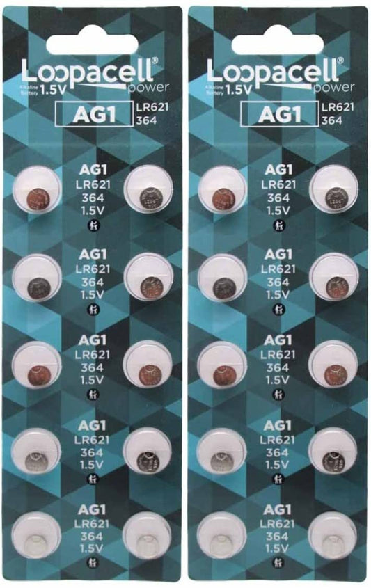 LOOPACELL AG1 LR621 364 Alkaline Watch Batteries X 20