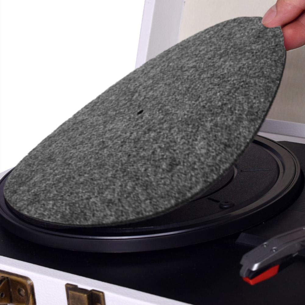 Turntable Platter Mat, Wool Anti-Vibration Turntable Cushion Pad for Record Players Pad Accessory(Black)