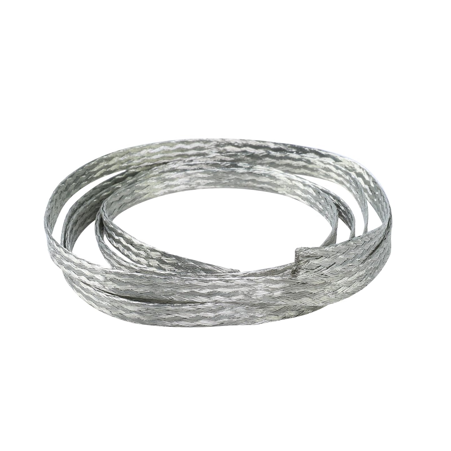 Wire Shielding Sleeve Tinned Copper Braid Ground Straps Cable Sheathing Protection Flat Metal Mesh Flexible Expandable (1/4 in Wide(0.16 in Dia)-15ft)