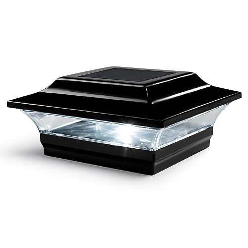 Classy Caps SL214B 5x5 Imperial Solar Post Cap - Black - High-Performance Solar LED, Durable Cast Aluminum with Powder-Coated Finish, Fits Over an