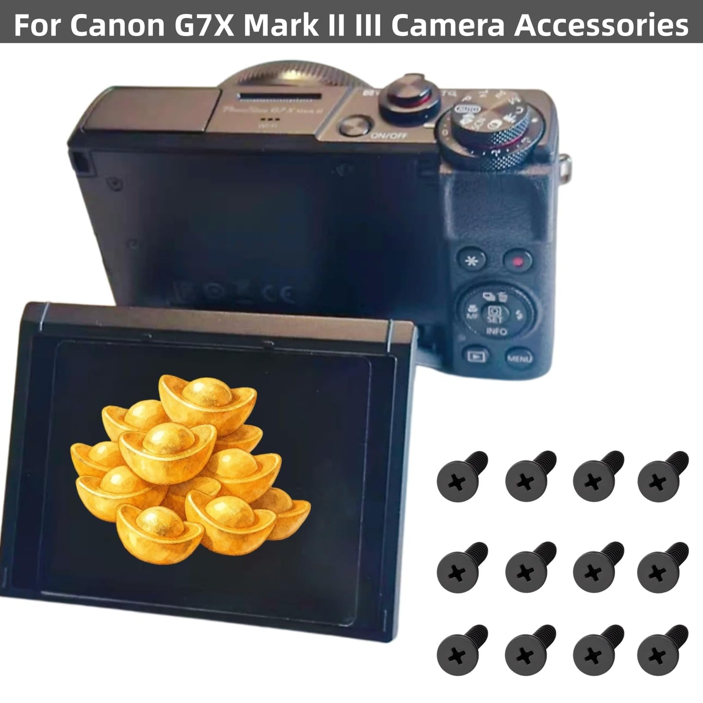LCD Screen Screws Replacement Kit for Canon G7X Mark II Mark III - 12pc Complete Repair Set with Screwdriver Tool