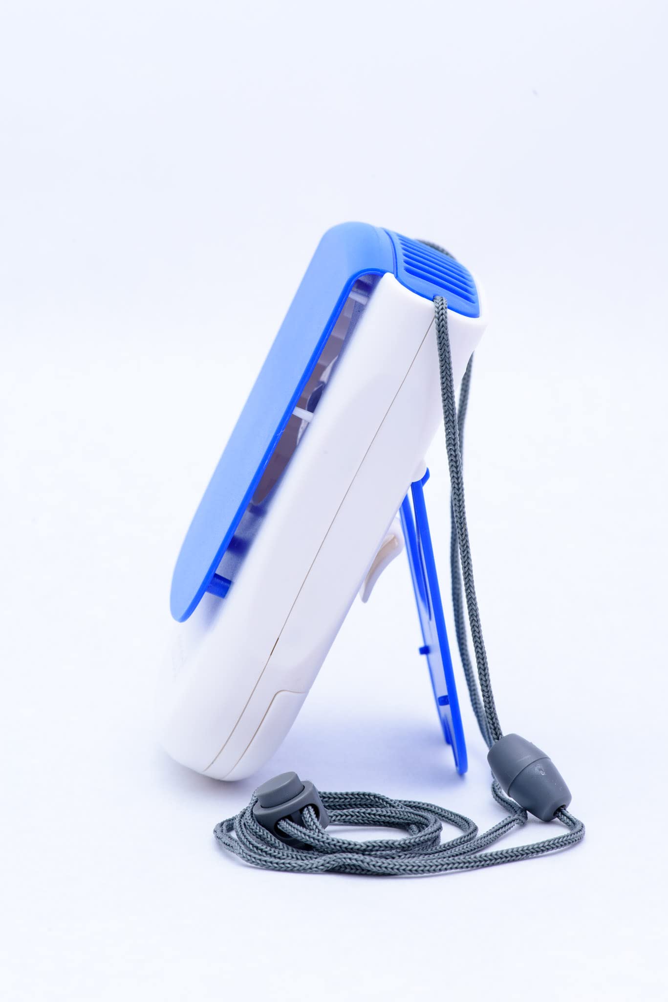 O2COOL Deluxe Necklace Fan Lanyard Tabletop Wearable Clip Blue 2-Pack