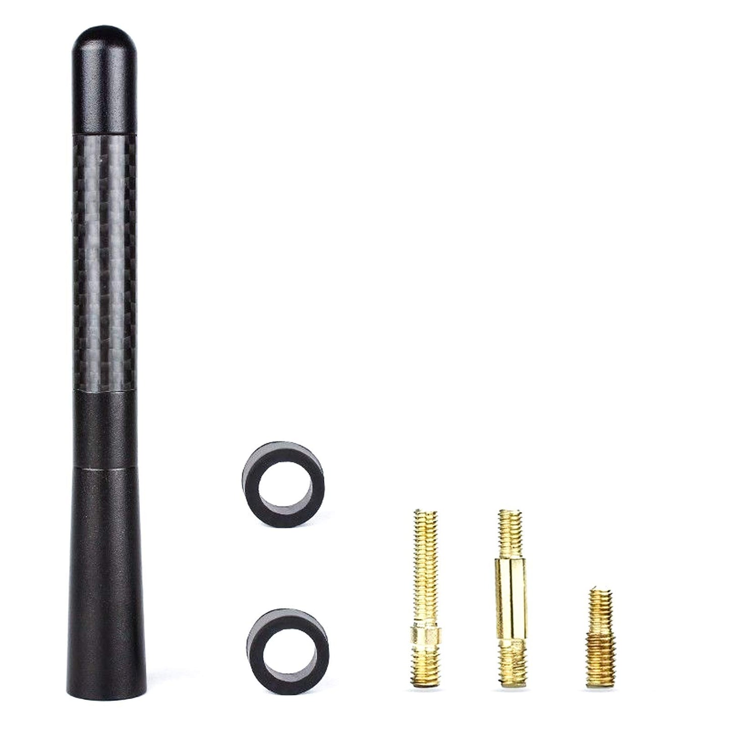x xotic tech Real Carbon Fiber Aluminum Screw-On AM/FM Radio Antenna Mast Cover Decoration,Black,Universal Fit Most Cars (Size:4.7"/12cm)