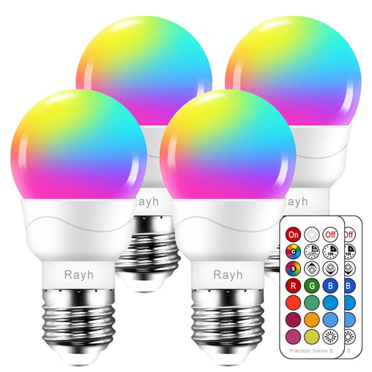 Color Changing Light Bulb, RGB LED Light Bulbs with Remote Control, Dimmable 5W, 500LM, E26 Screw Base Bulbs, Decorative Flood Lights, Mood Light