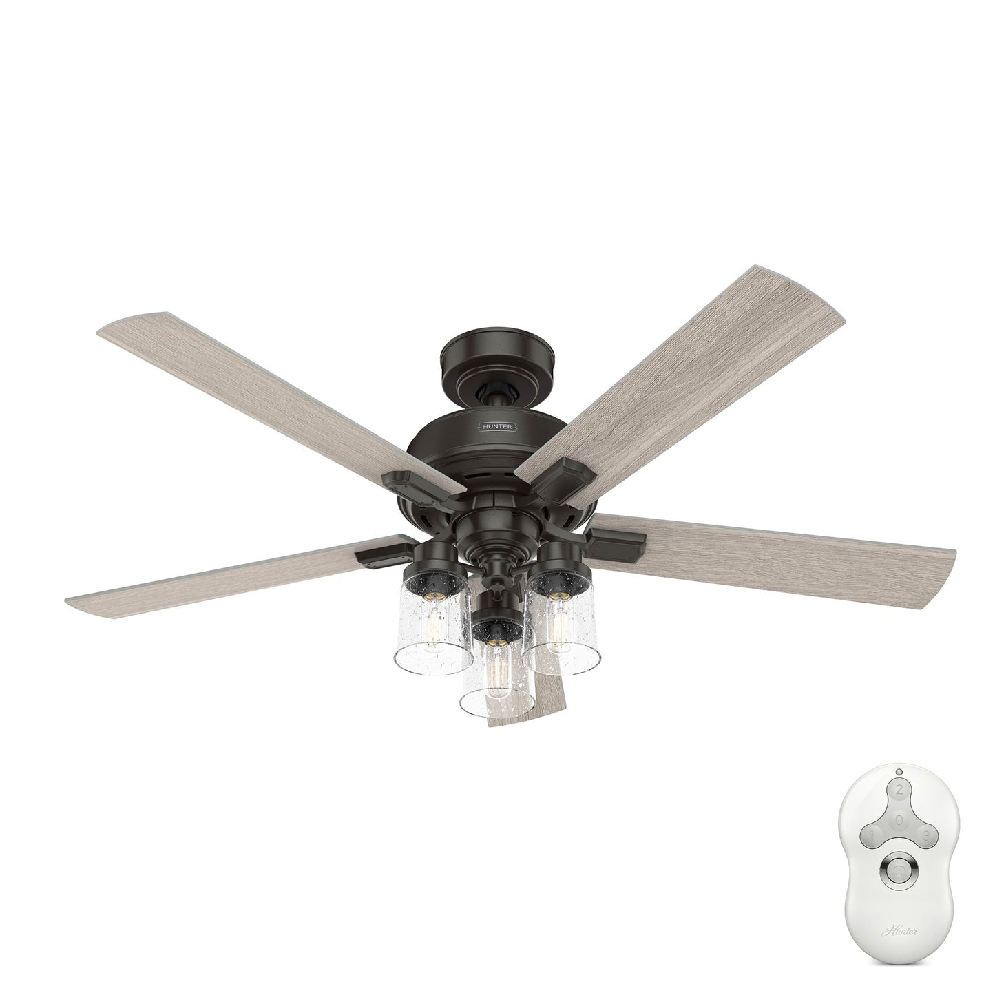 Hunter Fan 52 inch Traditional Noble Bronze Finish Indoor Ceiling Fan with LED Light Kit and Remote Control (Renewed)
