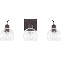 HomePlace Lighting 120031BZ-426 Tanner Urban/Industrial Clear Glass Bathroom Vanity Wall Light, 3-Light 300 Total Watts, 10" H x 25" W, Bronze