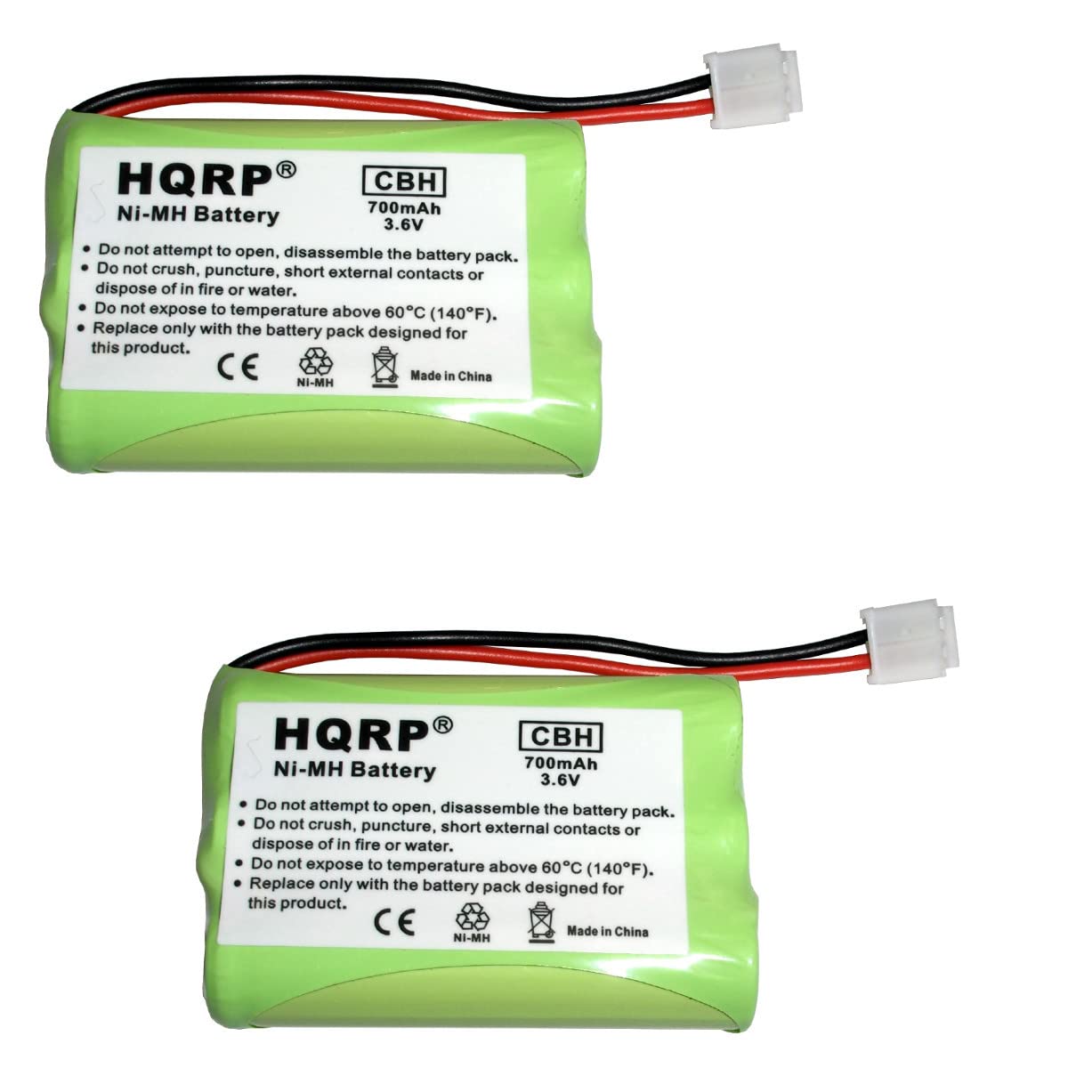HQRP 2-Pack Phone Battery Compatible with General Electric GE 5-2459 52459 Thomson 2-2522 5-2548 52548 27831 Replacement Cordless Telephone