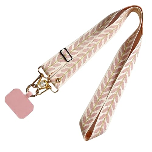 ARFUKA Adjustable Nylon Crossbody Phone Lanyard Neck Strap Anti-Theft Cell Phone Strap Accessory for Women Pink