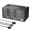 4 Monitors 2 Computers KVM Switch 8K@60Hz/4K@120Hz, Reyoten HDMI DP KVM Switches for 2 Computers Sharing 4 Monitors and Keyboard Mouse with Power