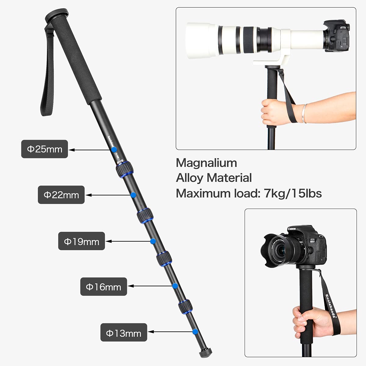 Koolehaoda 64-inch Camera Aluminium Monopod for All Canon Sony, Nikon