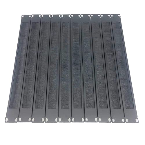 QiaoYoubang 10 Pack 1U Horizontal Rack Mount Cable Management Brush Panel with Cable Entry Brush for 19-Inch Rack Or Cabinet Black (1UCMB1U10PC)