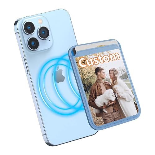 Custom Magnetic Card Wallet for Apple, Personalized Magnetic Leather Card Holder Wallet for iPhone 16/15/14/13/12 Pro/Pro Max/Plus/Mini, Customized