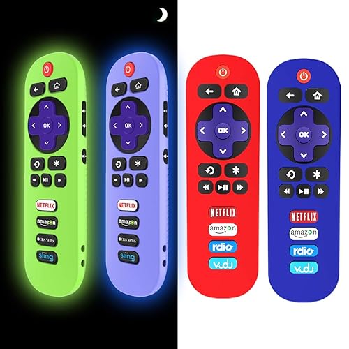 [4 Pack] Silicone Case for TCL Roku TV RC280 Remote, Protective Universal Replacement Lightweight/Shockproof TCL Roku TV Remote Cover with Lanyard