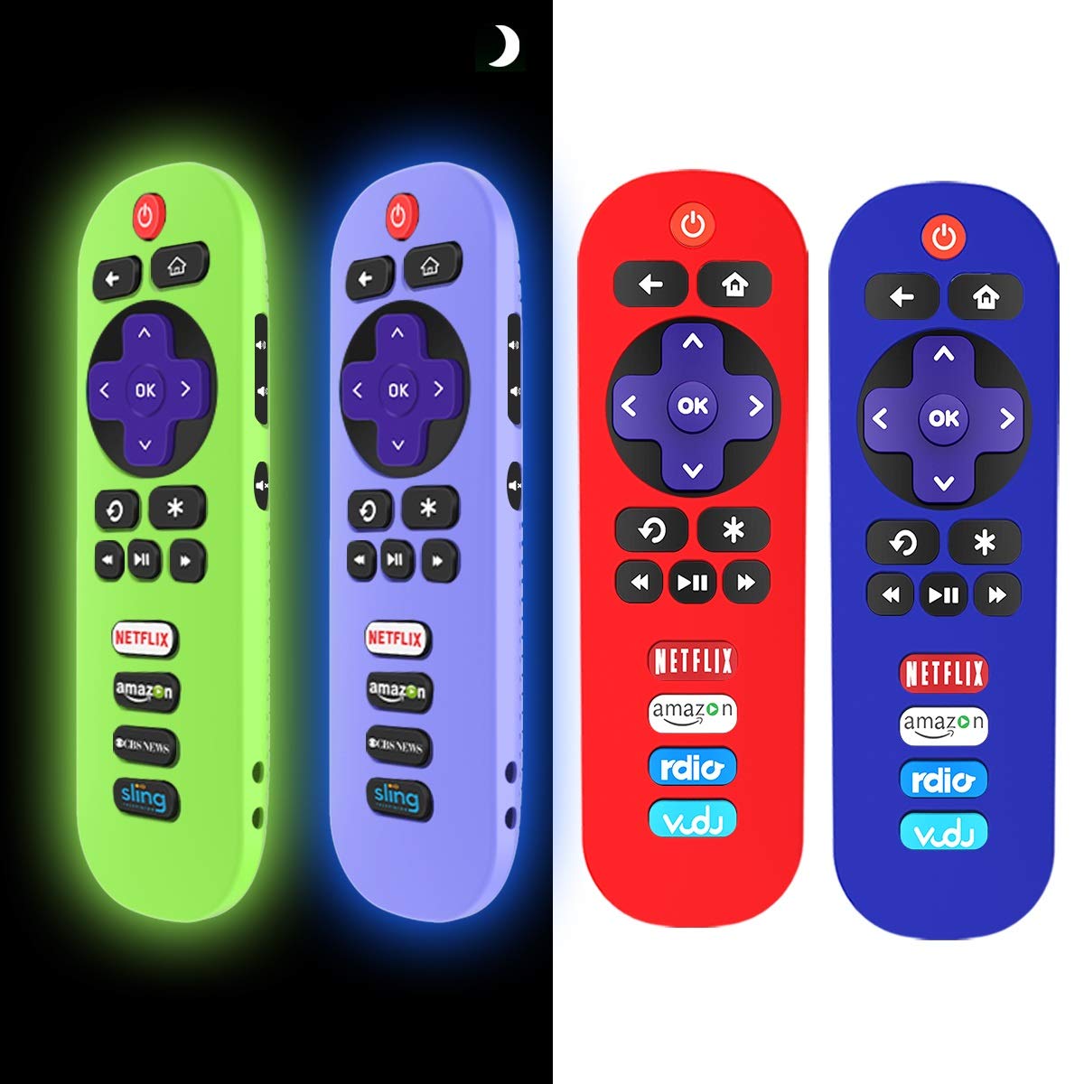 [4 Pack] Silicone Case for TCL Roku TV RC280 Remote, Protective Universal Replacement Lightweight/Shockproof TCL Roku TV Remote Cover with Lanyard