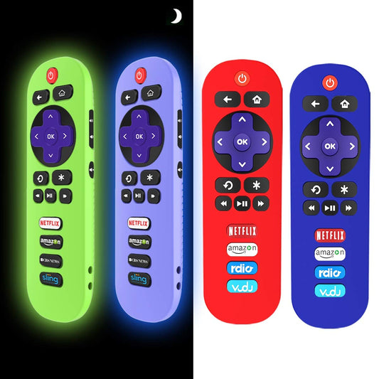 [4 Pack] Silicone Case for TCL Roku TV RC280 Remote, Protective Universal Replacement Lightweight/Shockproof TCL Roku TV Remote Cover with Lanyard