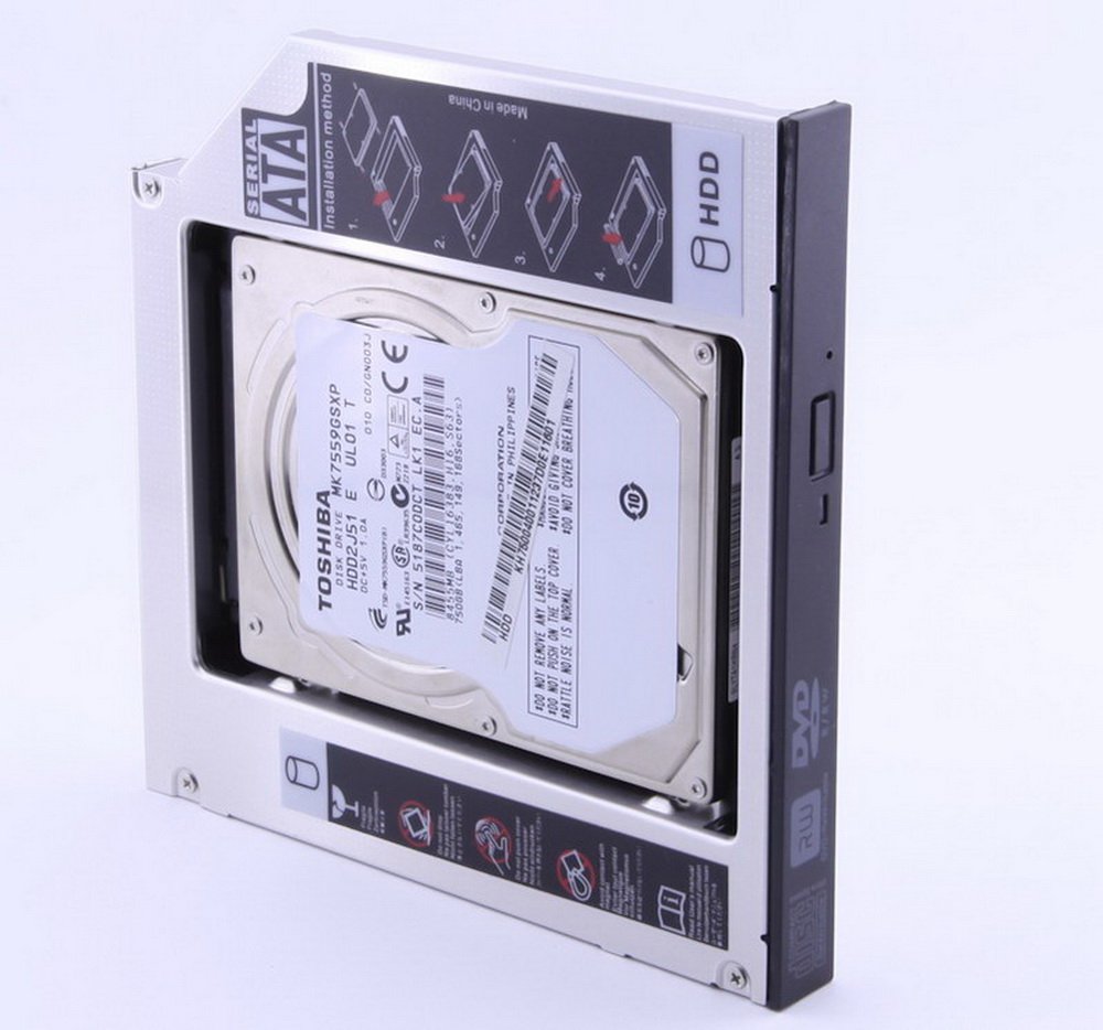 axGear Optical Bay 2nd SATA HDD Hard Drive Caddy CD DVD-ROM for Laptop Notebook 9.5mm