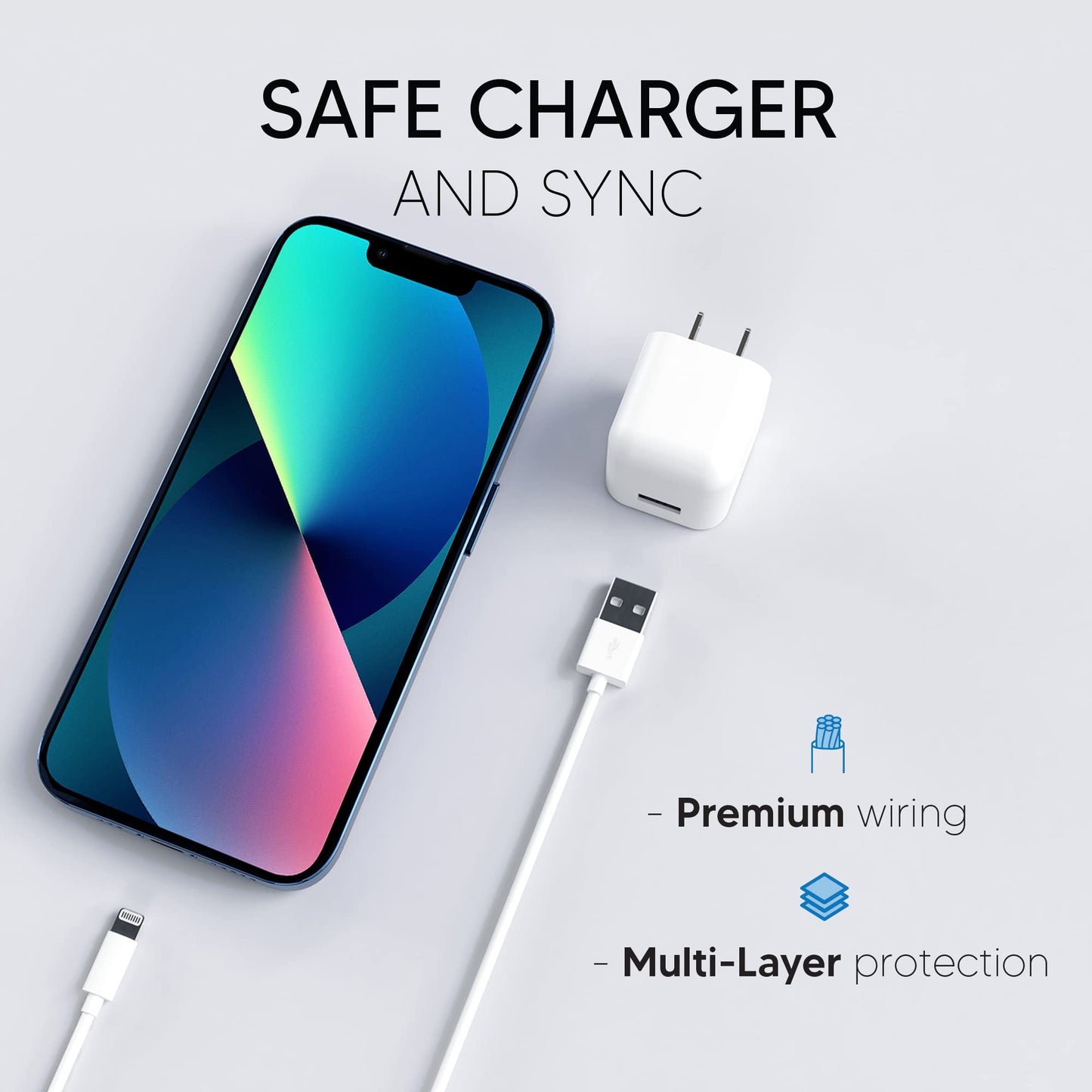 TalkWorks USB Cable Compatible w/ iPhone 14/14 Plus/14 Pro/14 Pro Max, 13/Mini/Pro/Pro Max, 12/Mini/Pro/ProMax, Phone, AirPods, iPad - 5' Lightning…