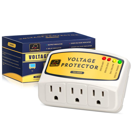 Voltage Protector 120V 12A 1440W, 3 Outlets Surge Protector for Refrigerator, Water Heater and Home Appliance ect
