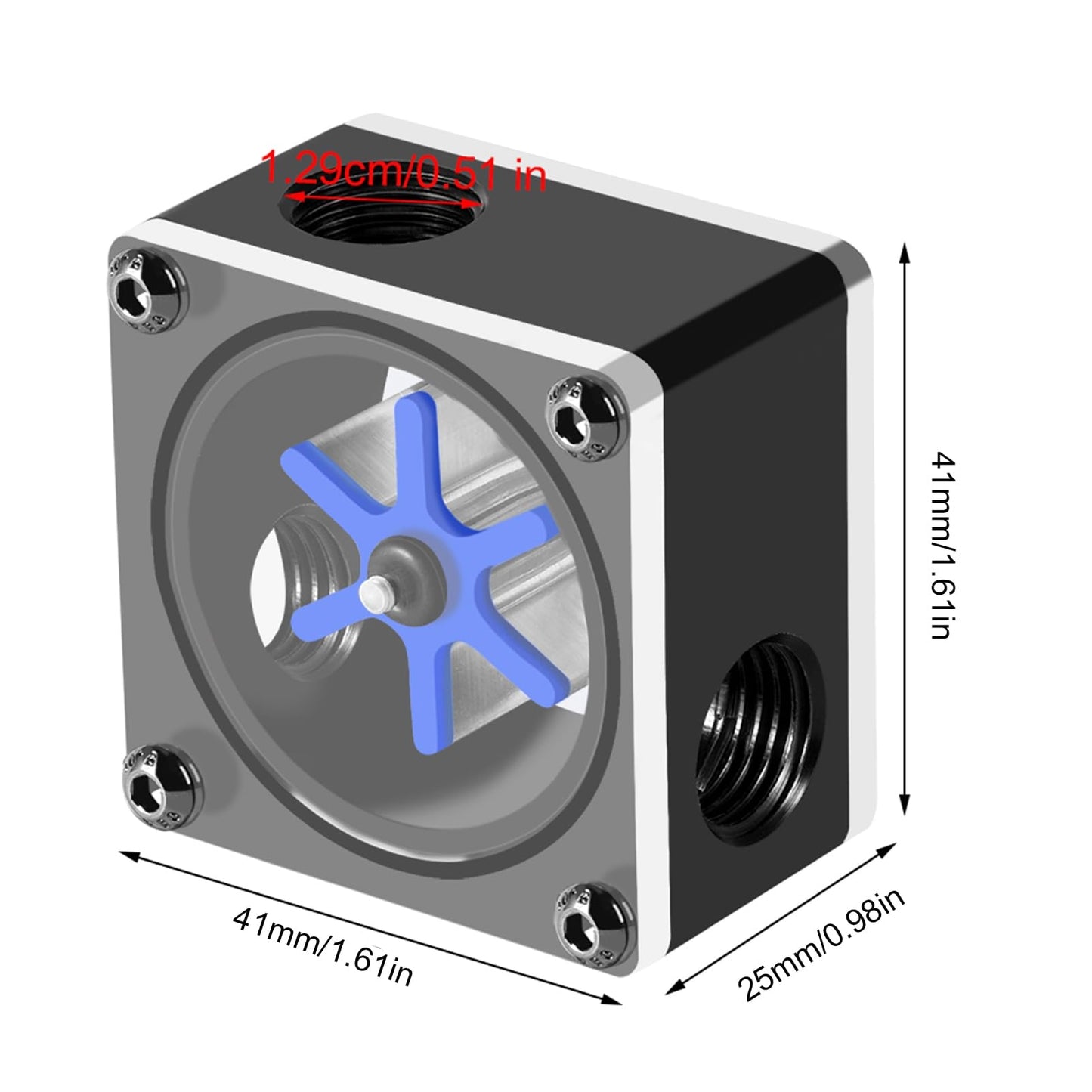 Lazmin 3 Way Water Cooling Indicator, Water Sensor 6 Impeller 3 Ways Meter for PC Water Cooling System