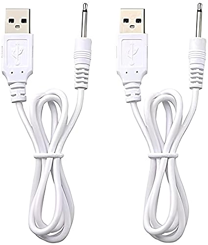 VibeMax (2 Pack) Massager Charger - Fast Charging USB Cable | 2.5mm DC Charger Cord