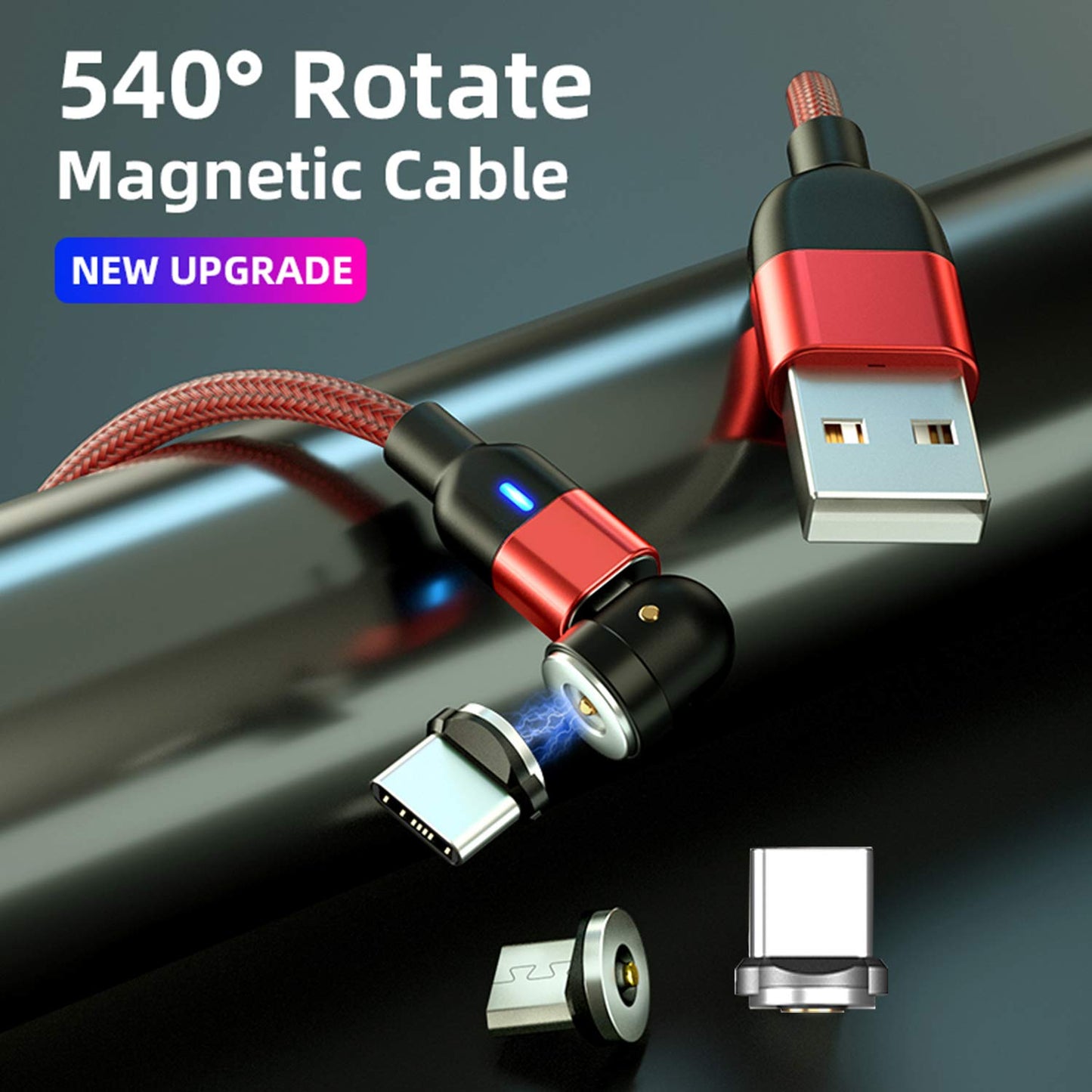 Bojianxin 540 Rotation Magnetic Charging Cable (7-Pack, 1.6ft/3.3ft/3.3ft/6.6ft/6.6ft/10ft/10ft) - 3 in 1 Magnetic Phone Charger Compatible with Micro