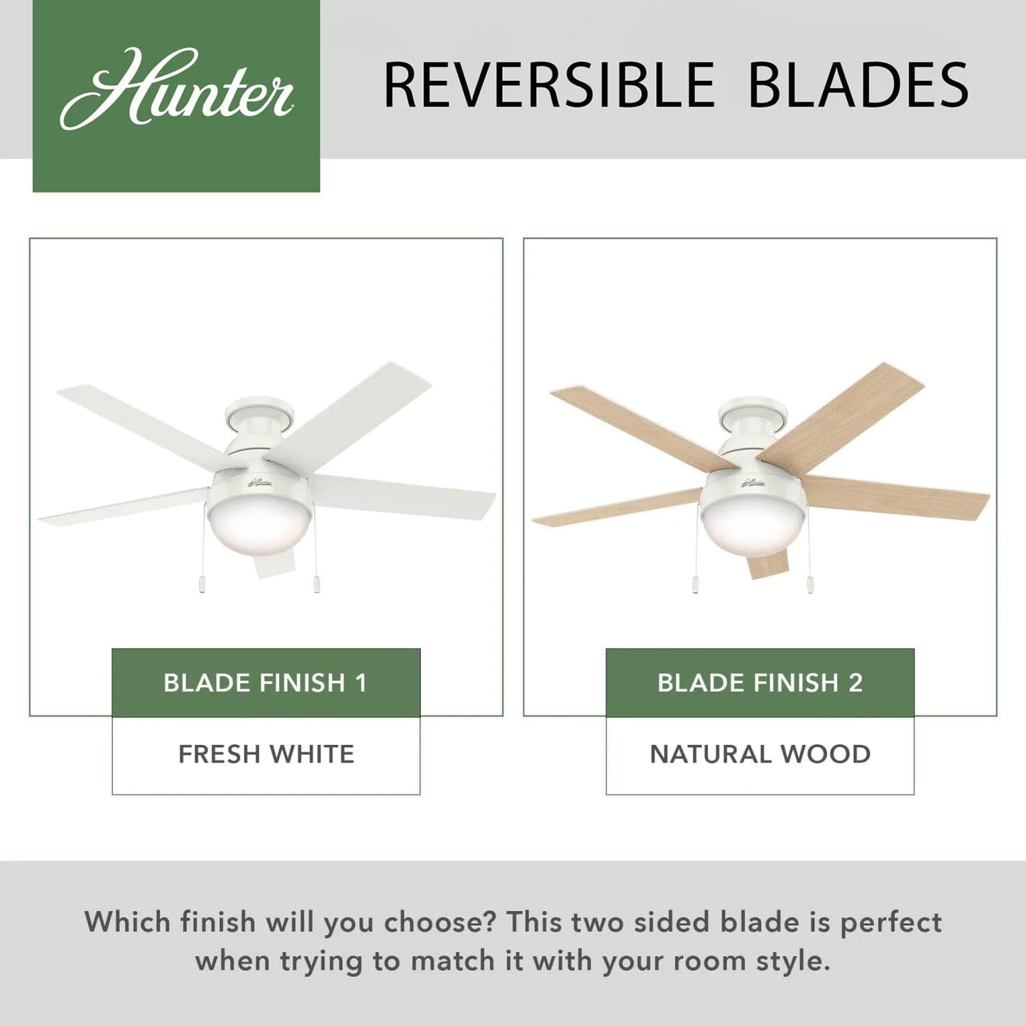 Hunter Fan 46 inch Contemporary Ceiling Fan with Light in Premier Bronze (Renewed) (Fresh White)