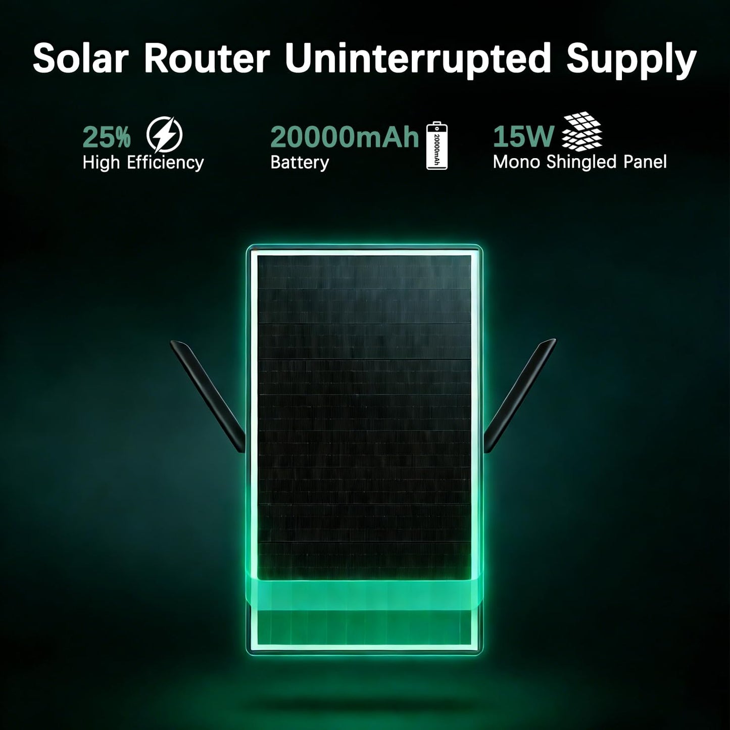 Solar Outdoor 4G Router WiFi Extender SIM/VSIM Support, 20000mAh Battery & 15W Solar Panel, 2.4GHz 300Mbps Wireless Signal Booster, APP Control
