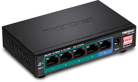 TRENDnet 5-Port Gigabit Long Range PoE+ Switch,TPE-LG50