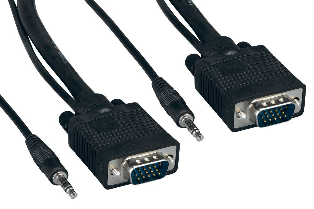 Cablelera ZC77ERMM-06 3.5mm VGA Stereo Audio, HD15 M/M to HD15, 6', 28 AWG, OD:9.2mm