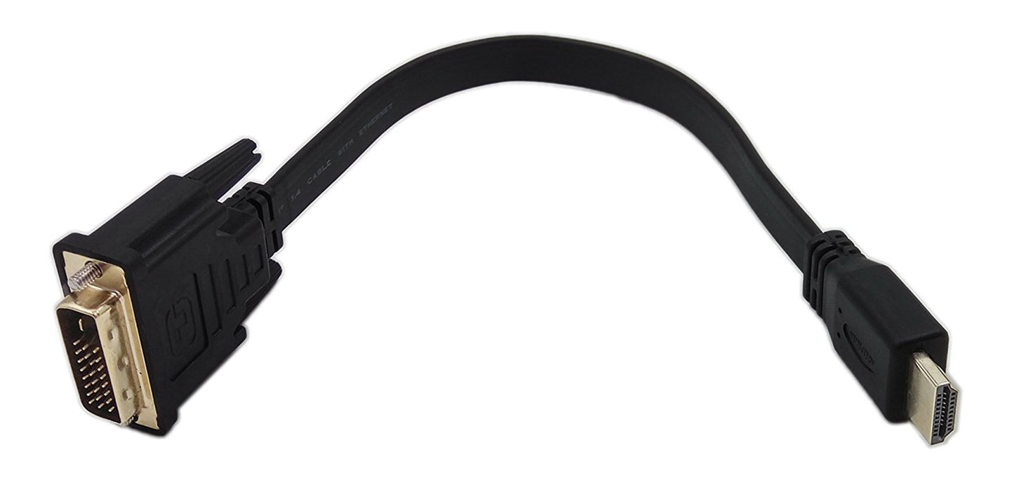 CERRXIAN 1FT Flat Slim High Speed Bi-Directional DVI (24+1) Male to HDMI Male Adapter Cable 30 cm(Including Two Ends)