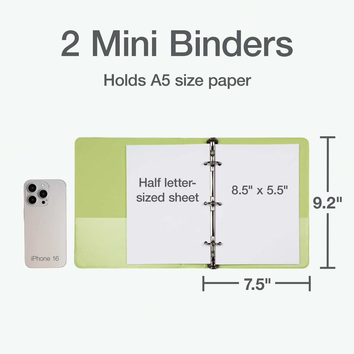 Oxford Mini View Binders, 1" Round Rings, Small Binders for School or Office, Holds A5 Size Paper, 2 Clear Pockets, PVC-Free, Non-Stick, 5.5 x 8.5