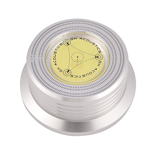 Record Stabilizer Turntable, 50/ 60Hz Bubble Speed Detection Turntable LP Disc Record Weight Stabilizer Clamp (Silver)