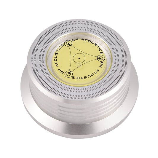 Record Stabilizer Turntable, 50/ 60Hz Bubble Speed Detection Turntable LP Disc Record Weight Stabilizer Clamp (Silver)