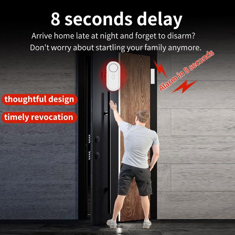 120dB Door Window Alarm - 6 Modes Burglar Alarm & Doorbell Chime, Magnetic Sensor Door Alarm When Opened, Wireless Home Security Alarm for Kids