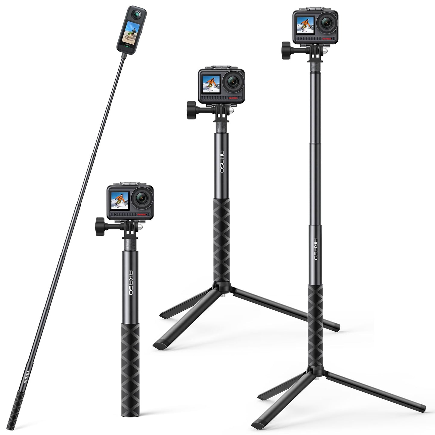 AKASO 47" Extendable Selfie Stick and a Tripod Stand Action Camera Accessories for GoPro Hero 13/12/11/10/9/8/7/Max/DJI Osmo Action/AKASO 360