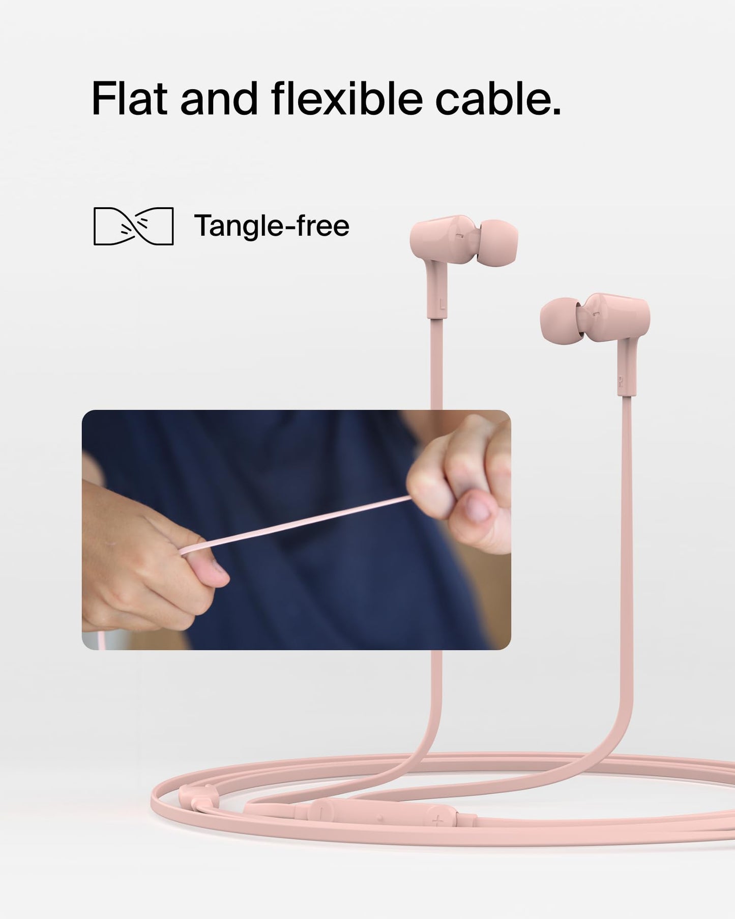 Belkin USB-C Wired Earbuds, Adjustable Volume Limiter, IPX5