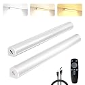 Under Cabinet Lighting Wireless with Remote,Rechargeable Battery Operated Closet Lights,3 Color Magnetic Dimmable led Strip Lights,Under Counter
