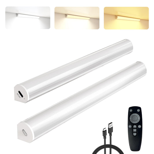 Under Cabinet Lighting Wireless with Remote,Rechargeable Battery Operated Closet Lights,3 Color Magnetic Dimmable led Strip Lights,Under Counter