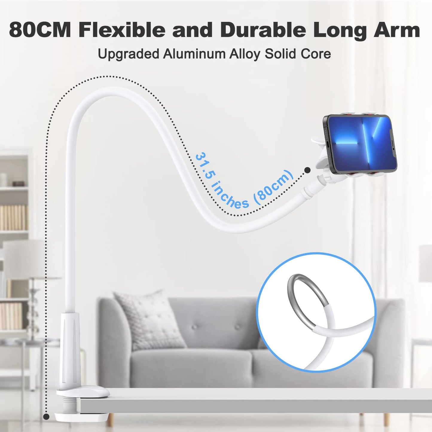 Gooseneck Cell Phone Holder, Universal 360 Flexible Phone Stand Lazy Bracket Mount Long Arms Clamp for Phone 13 Pro Xs Max XR X 8 7 6 6s Plus