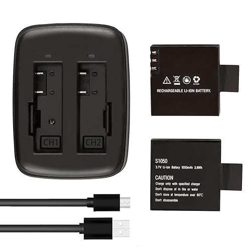 AKASO V50 Elite 2 x 1050mAh Rechargeable Action Camera Battery with USB Dual Charger