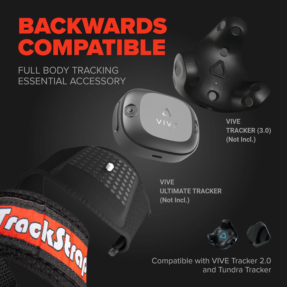HTC 3 Pack VR VIVE Tracker (3.0) - with Rebuff Reality TrackBelt + 2 TrackStraps Full Body Tracking VR Bundle, Black