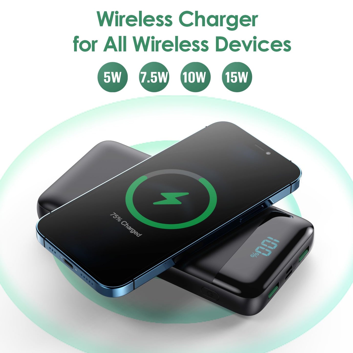 YHO Power Bank 10000mAh,18W PD USB-C Input & Output Portable Charger,QC3.0 Fast Charging External Battery Pack with 3 Output Backup Charger Compatible