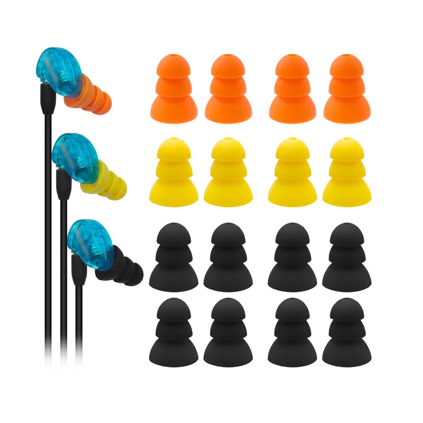 Klowcok Silicone Ear Tips Replacement for Shure SE215 PRO SE425 SE535 SE846 Aonic4 Aonic5 Earphones, Triple Flange Earbuds Tips 8 Pairs