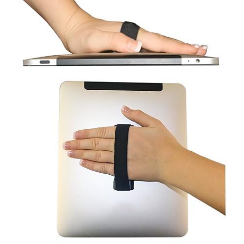 Tablet/XL Grip for Most Tablets and Large Smartphones, Black Elastic Strap with Black Base, LHT-01-Black