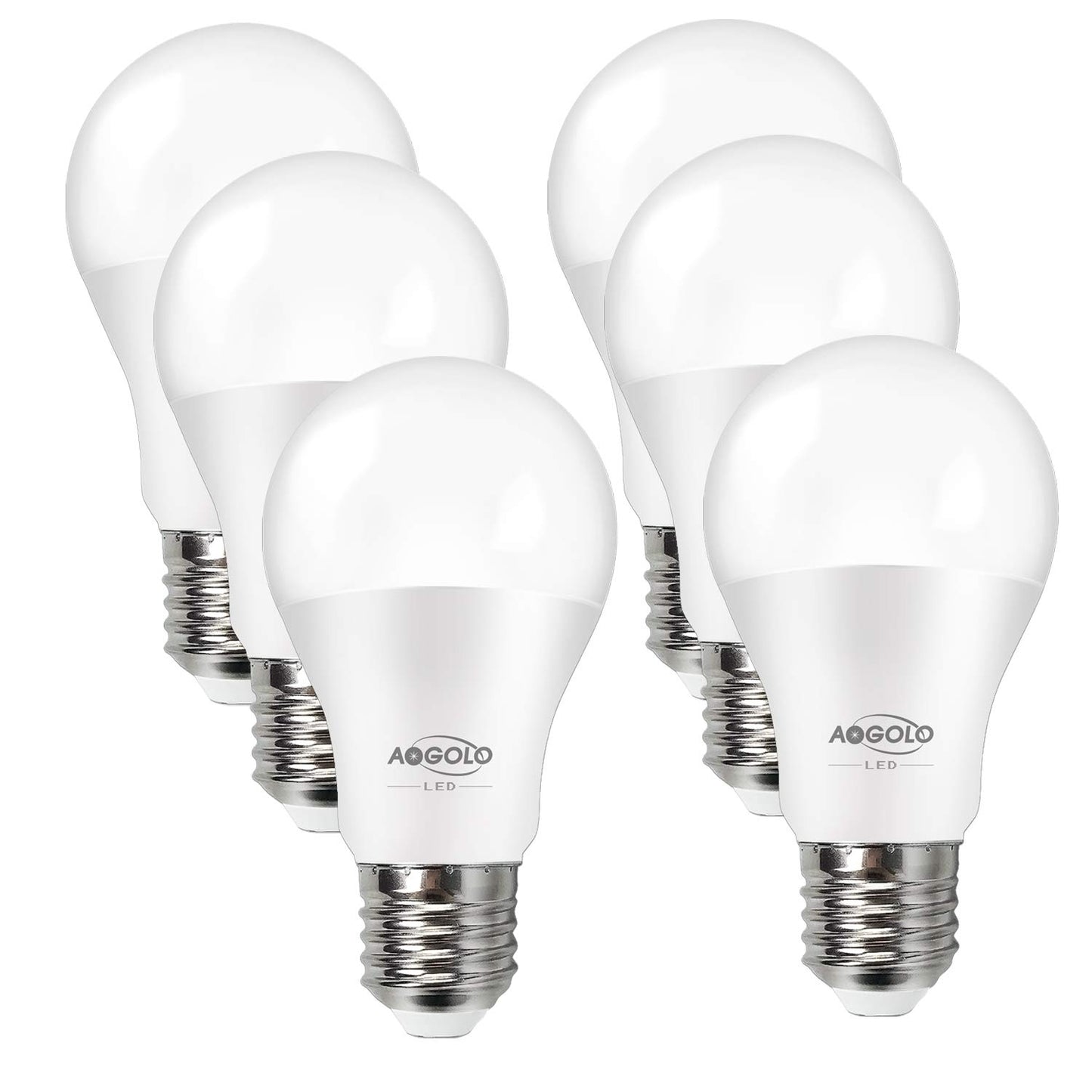 AOGOLO A19 5.5Watt, 4200K 6 Pcs 40 Watt Equivalent, LED Light Bulb, 500LM, E26 Base, Non Dimmable, 220 Degree Beam Angle,General Lighting