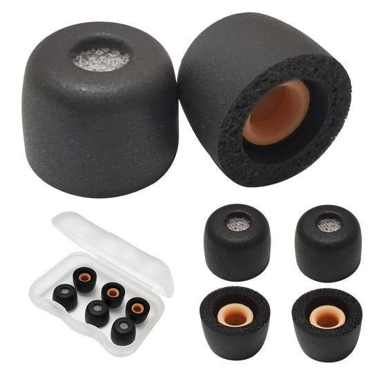 Small Memory Foam Ear Tips with Filter Screen for Small Ear Canals, Universal Noise Isolating Replacement Tips for in-Ear Earbuds, Black, 3 Pairs