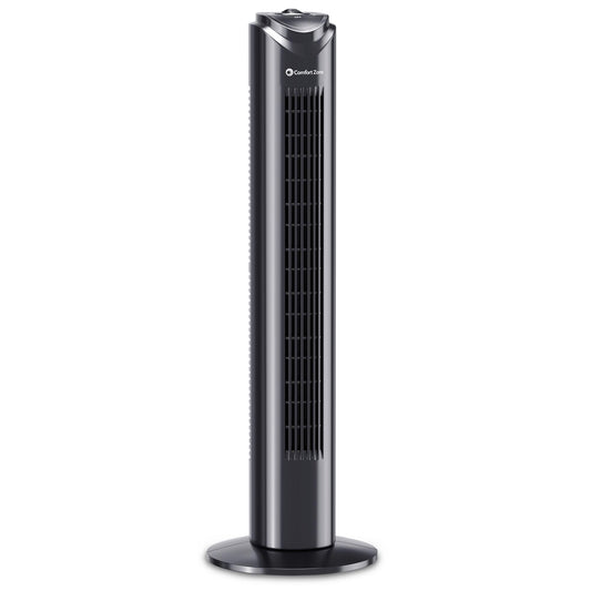 Comfort Zone 32-Inch Oscillating Tower Fan - Ultra-Slim Bladeless Design with 3 Speeds, 90° Wide Oscillation & Built-in Carry Handle - Quiet Portable