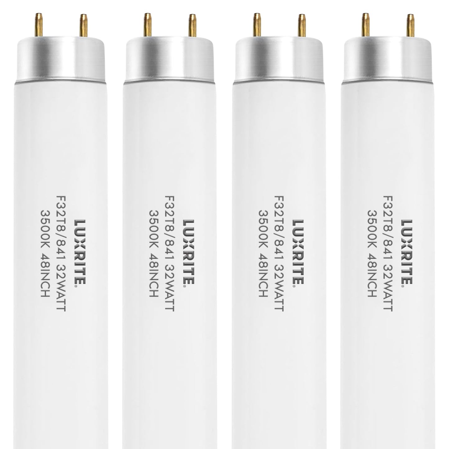 LUXRITE F32T8/835 - 32W 48 Inch T8 Fluorescent Tube Light Bulb, 3500K Natural White, 2800 Lumens, 1-Inch Diameter (Not T12), G13 Bi-Pin Base, 4-Pack