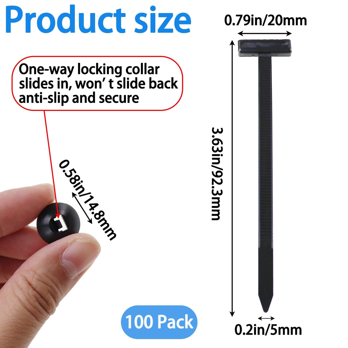 Nihfien 100 Pcs Upgraded Nylon Universal Cable Tie Buckle, Heavy Duty Self-Locking Rivet Zip Ties, Multifunctional Cable Tie Buckle for Car Daily