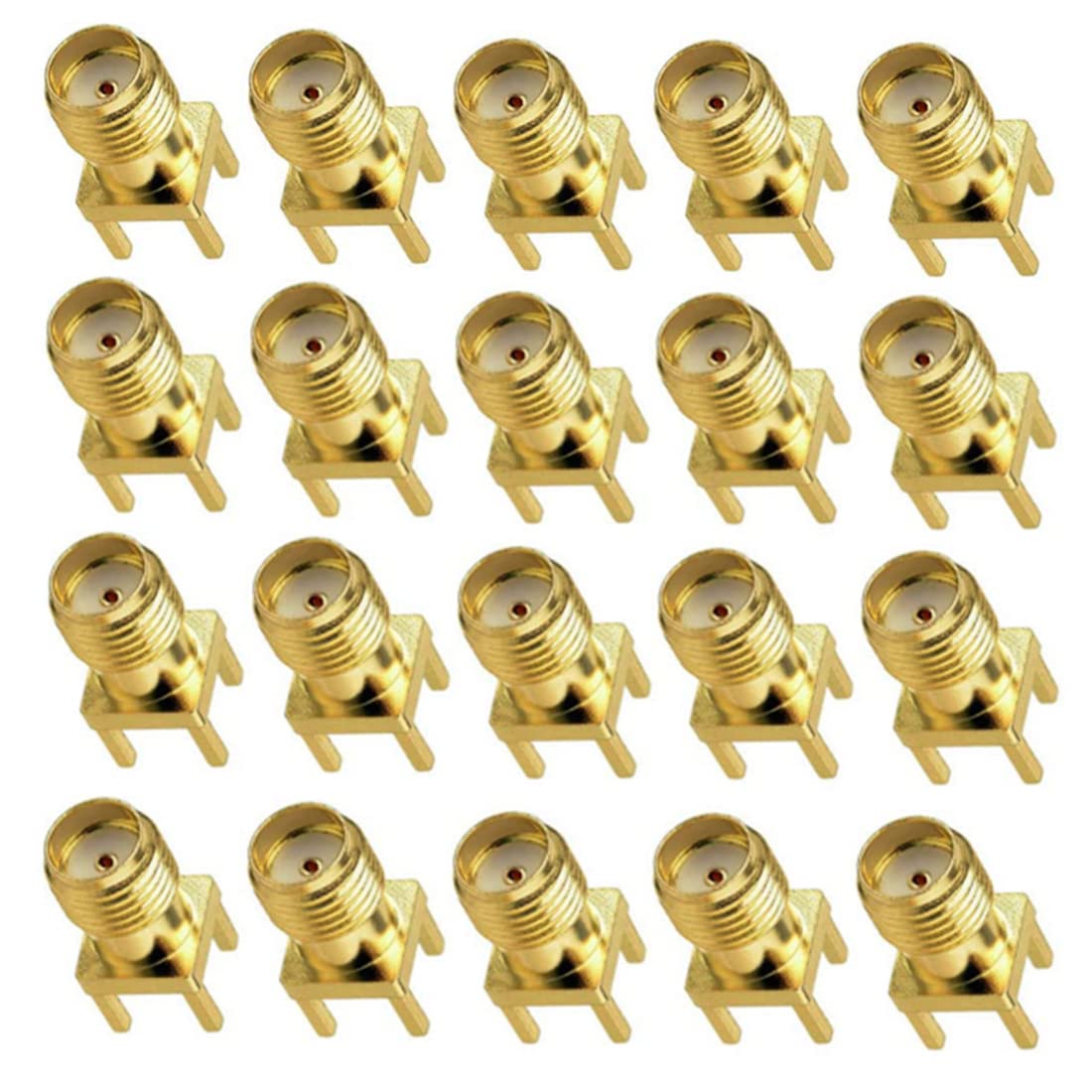 GDQLCNXB 20Pcs SMA Female PCB Panel Edge Mount Connector Straight Solder RF Coaxial Adapter